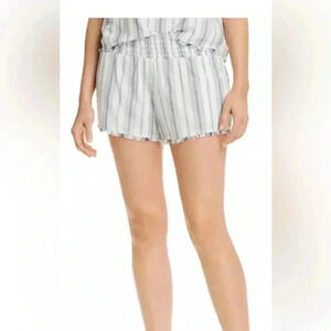Bella Dahl Frayed-Hem Striped Shorts SMALL